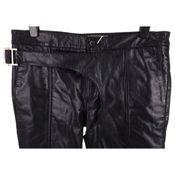 Adyar Leather Brace Trousers Size XL Mens Black NWT - Picture 3 of 16